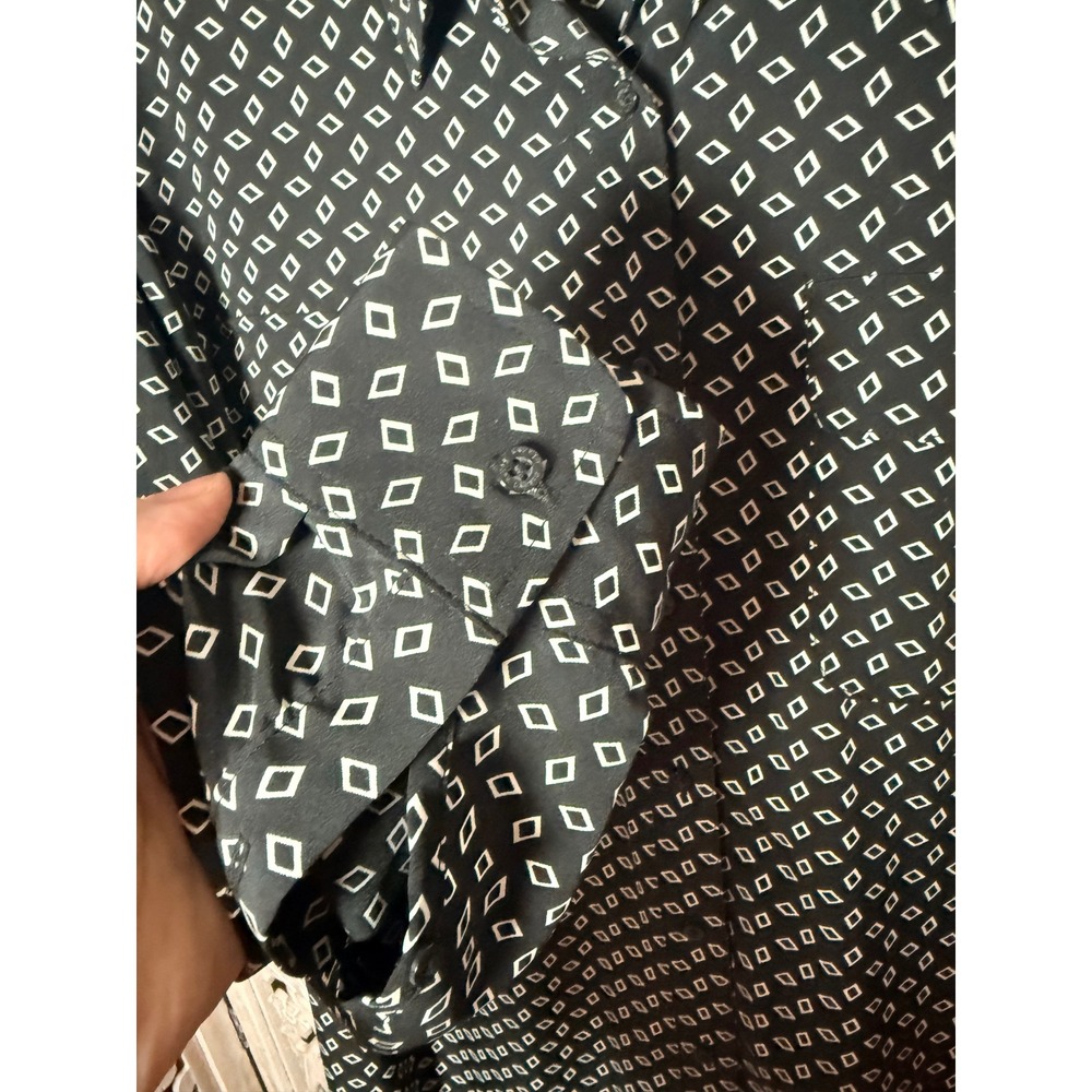 Lauren Ralph Lauren Womens 22W Black White Geometric Diamond Shirt Dress O453 - Picture 5 of 8